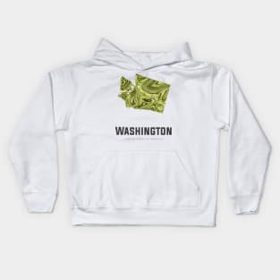 Washington state map abstract green Kids Hoodie